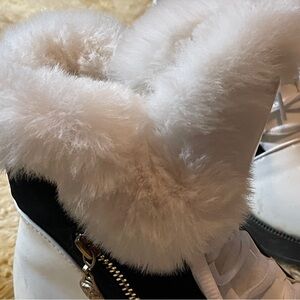 Faux Fur Lined Black and White Boots